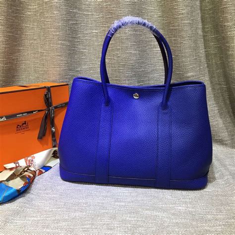 hermes electric blue garden party|Hermes garden party tote price.